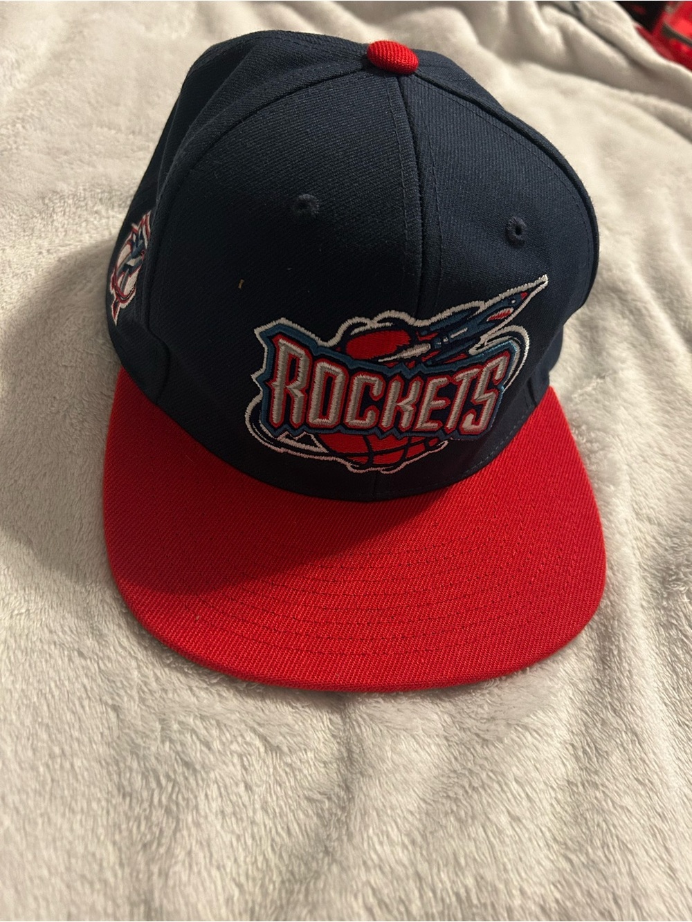 Mitchell & Ness Navy and Red Rockets Snapback Hat
